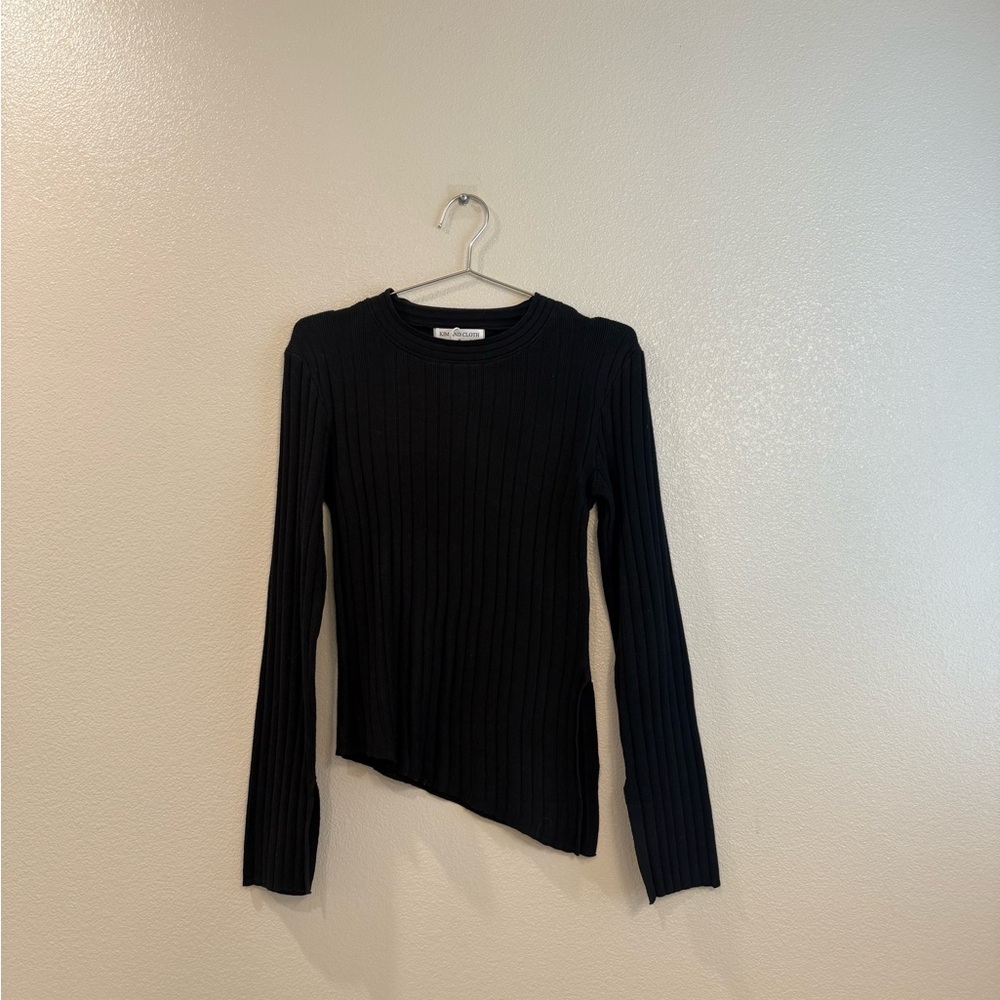 Black Ribbed Long Sleeve Top - Picture 3 of 8